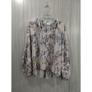 Women's Fate Floral Cottage Top Size L Peasant Office Church Business